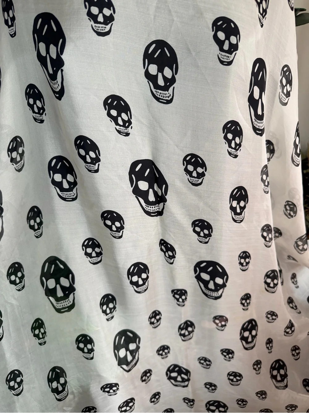 Alexander McQueen Skull Print Sheer Scarf - White and Black -